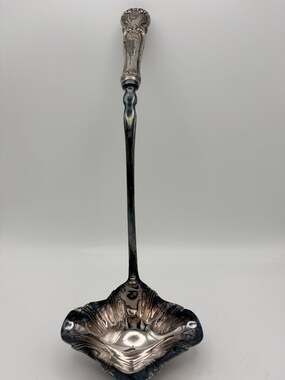 Sheffield England EPNS A1 Silverplate Ladle Shell Bowl Ornate Handle